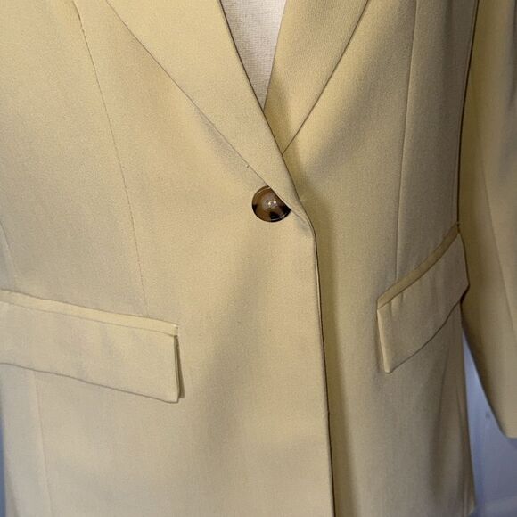Women’s Large Light‎ Yellow Blazer Single Button Classic Tailored Jacket - Picture 8 of 12